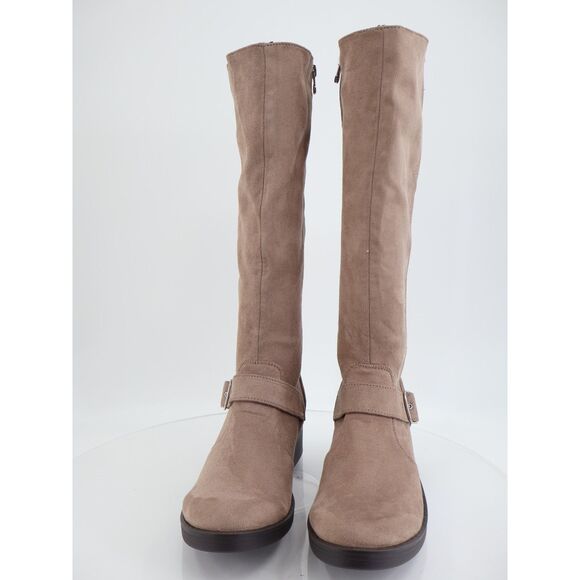 BZees Women's Olympia Knee High Boot Stretch Fabric Size 11 Tan Beige Zip Up - Picture 3 of 10
